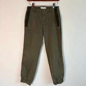 Anthropologie Olive Utility Jogger Pants Size 00 Cargo Ankle Cuff Casual Chic